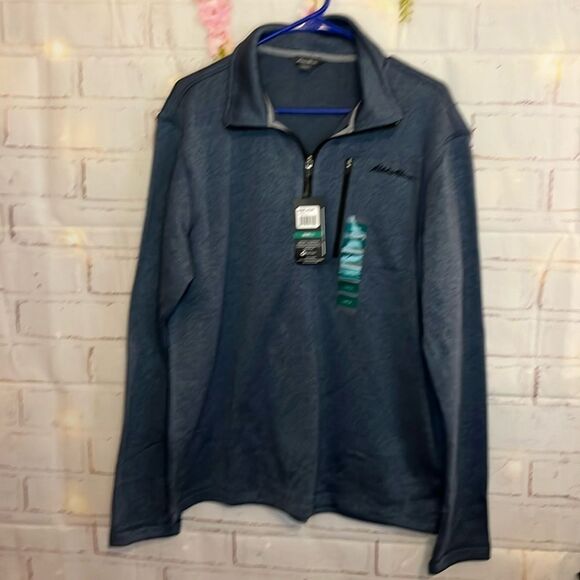 Men’s Eddie Bauer 1/4 zip fleece sweater size large NWT. - Picture 1 of 11